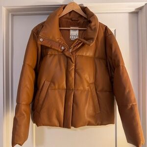 Abercrombie & Fitch Faux Leather Puffer Jacket